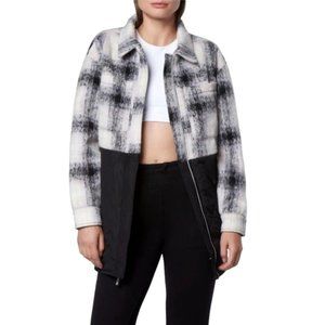 MARC NEW YORK Boyfriend Plaid Shirt Jacket Color IVORY/ BLACK